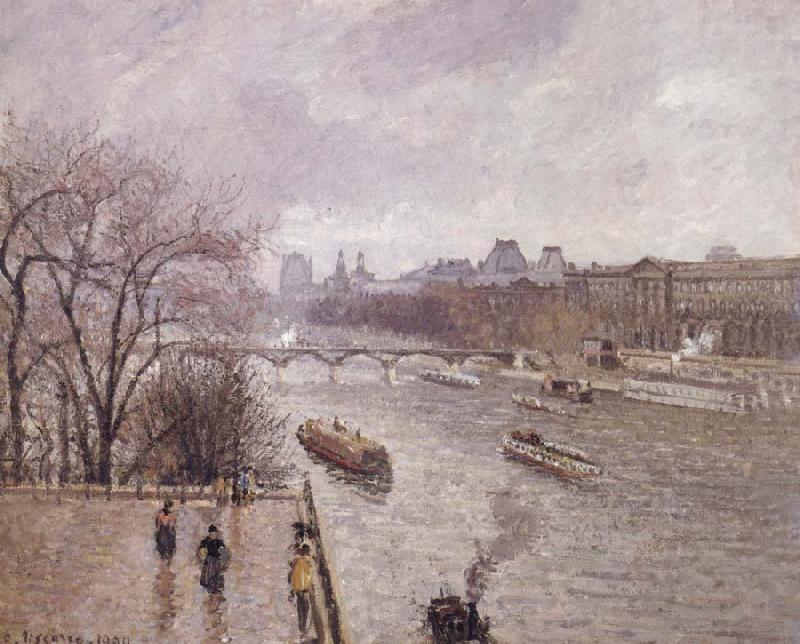 Camille Pissarro The Louvre,morning,rainy weather